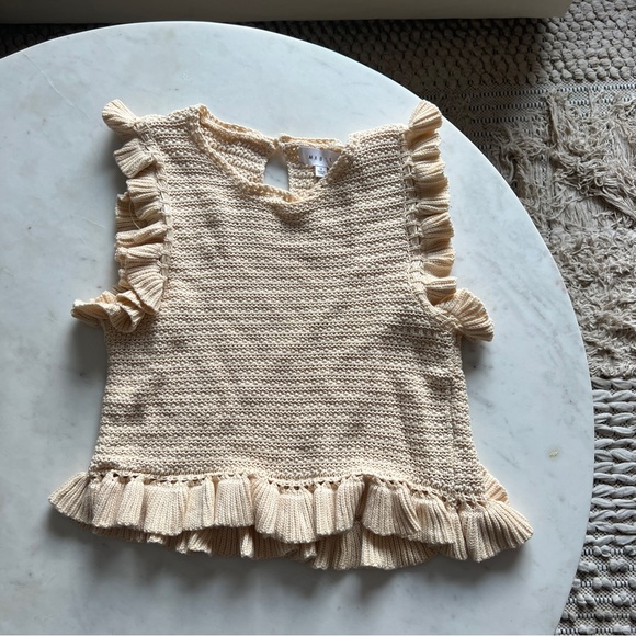 mable Tops Nwt Cream Crochet Knit Ruffle Top Poshmark